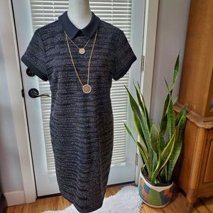 Maisonette Jules black and white tweed collar dress